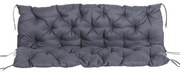 Outsunny Almofada Banco Encosto 150x98x8cm 3 Lugares Conforto Exterior 6 Cordões Fixação Jardim Terraço Cinza | Aosom Portugal