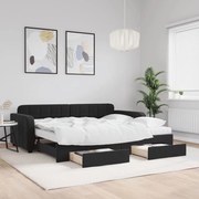 vidaXL Sofá-cama com gavetão e gavetas 90x190 cm veludo preto