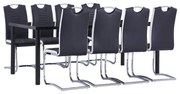 vidaXL 9 pcs conjunto de jantar couro artificial preto