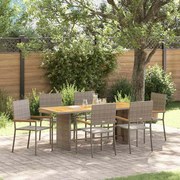 vidaXL Conjunto de Jantar de Jardim com 7 Peças Cinza em Rattan Plástico