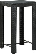 vidaXL Mesa de bar para jardim 60,5x60,5x110,5 cm vime PE preto