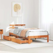 vidaXL Estrutura de cama c/ gavetas 90x190cm pinho maciço castanho-mel