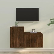 vidaXL Conjunto móveis de TV 2pcs madeira processada carvalho castanho