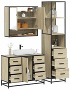 vidaXL 3 pcs conj. móveis casa banho derivados madeira carvalho sonoma