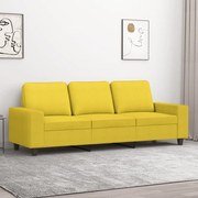 vidaXL Sofá de 3 lugares 180 cm tecido amarelo-claro