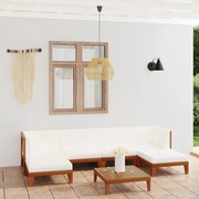 7 pcs conjunto lounge de jardim c/ almofadões acácia maciça