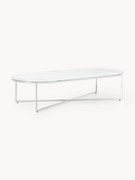 Mesa de centro oval com tampo de vidro com aspeto de mármore Antigua