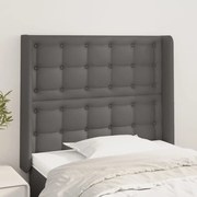 vidaXL Cabeceira cama c/ abas couro artif. 103x16x118/128 cm cinzento