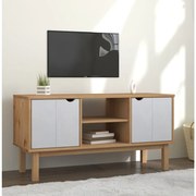 vidaXL Móvel de TV OTTA 113,5x43x57 pinho maciço castanho/branco