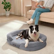 Cama para cães com bordas elevadas 91 x 68 x 18 cm cinza claro