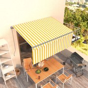 vidaXL Toldo retrátil manual com estore 3,5x2,5 m amarelo e branco