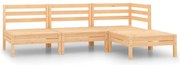 4 pcs conjunto lounge de jardim madeira de pinho maciça
