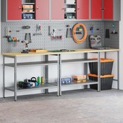 vidaXL Conjunto de bancada de trabalho 3 pcs Bege e Cinza