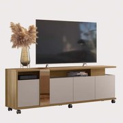 Móvel TV CRISTAL – 183,5x36x62 cm – MDP Cor de Mel e Cacau com Vidro E