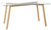Mesa de Jantar "Lund" – Vidro Temperado e Estrutura Metálica com Efeit