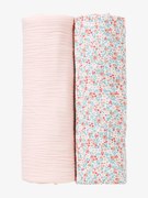 Agora -15%: Lote de 2 fraldas Swaddle rosa claro liso