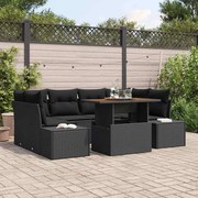 vidaXL Conjunto de Jantar para Jardim 7 pcs Preto e Marrom