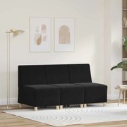 vidaXL Unidade de Sofá Modular Sem Braços 3 pcs Preto 55 x 74 x 82 cm