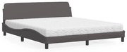 Cama com colchão 180x200 cm couro artificial cinza