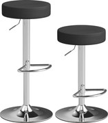 HOMCOM Conjunto 2 Banquetas HOMCOM em Pele PU, Giratórias, Altura Ajustável para Cozinha, Preto | Aosom Portugal