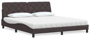 vidaXL Cama com colchão 180x200 cm tecido castanho-escuro
