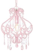 vidaXL Candeeiro de teto com contas redondo E14 cor-de-rosa