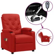 vidaXL Poltrona de massagens elétrica couro artificial vermelho tinto