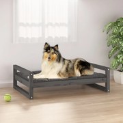 Cama para cães 95,5x65,5x28 cm madeira de pinho maciça cinzento