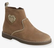 Botas em pele com coração coleção maternal, para menina  camelo