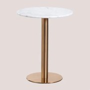 Mesa De Bar Redonda Em Mármore Cosmopolitan Branco & Ø60 Cm & Oro Rosa - Sklum