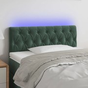 vidaXL Cabeceira de cama c/ luzes LED veludo 90x7x78/88cm verde-escuro