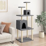 vidaXL Árvore p/ gatos c/ postes arranhadores sisal 167cm cinza-escuro