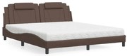 vidaXL Cama com colchão 180x200 cm couro artificial castanho