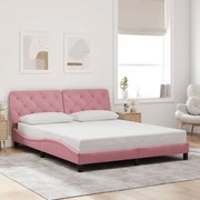 vidaXL Estrutura de cama c/ cabeceira 160x200 cm veludo rosa