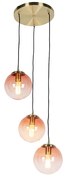 Candeeiro de suspensão Art déco latão 45 cm 3-rosa claro - Pallon Art Deco