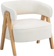 HOMCOM Poltrona para Sala Estofada em Borreguito Poltrona de Leitura Moderna com Encosto Curvo Carga 120 kg 70x64x71 cm Branco | Aosom Portugal