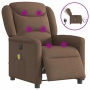 vidaXL Poltrona de massagens reclinável elétrica tecido castanho