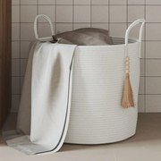 vidaXL Cesto de arrumação Ø40x35 cm algodão branco