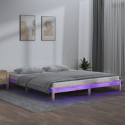 vidaXL Estrutura de cama com luzes LEDs 120x200 cm madeira maciça
