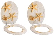 vidaXL Assentos de sanita com tampas 2 pcs MDF estrela-do-mar