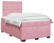 Cama boxspring com colchão 120x200 cm veludo rosa