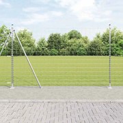 vidaXL Cerca Euro com 7 postes flangeados, 1,4 x 10 m, em aço galvanizado