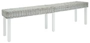 vidaXL Banco 160x35x45 cm vime kubu natural/mogno maciça branco