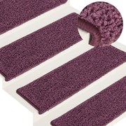 vidaXL Tapetes de escada 15 peças 65x21x4 cm roxo escuro com borda retangular