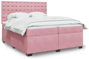 vidaXL Cama com molas/colchão 200x200 cm veludo rosa