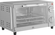 HOMCOM Mini-forno, 9 L Mini-forno com tabuleiro, grelha, com temperatura e tempo de cozedura ajustáveis, aço inoxidável, prata | Aosom Portugal