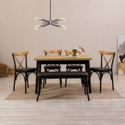 Conjunto de Mesa de Jantar Extensível e Cadeiras Oliver – Preto – Mesa