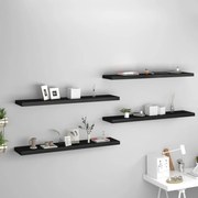 vidaXL Prateleiras de parede suspensas 4 pcs 120x23,5x3,8cm MDF preto