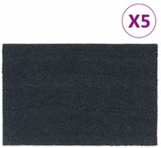 vidaXL Tapetes porta 5 pcs 40x60 cm fibra coco tufada cinzento escuro