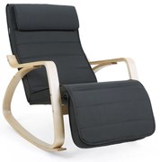 Cadeira de balanço relaxante SONGMICS de madeira de bétula com apoio para os pés ajustável Carga máxima: 150 kg Cinza LYY10G
